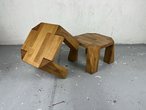 Coppia sgabelli legno anni 60’ vintage design - Foto 9 di 13
