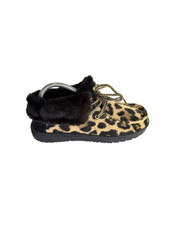 NEW Hey Dude Britt Leo Nut Leopard Faux Fur Lined Booties Women Size 6