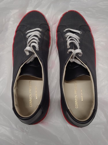 Common Projects Men's Sz 10 Tournament Black Leather Canvas Low Top Sneaker EUC - Picture 8 of 10