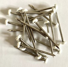 50 x 40mm White UPVC Plastic Headed Pins Nails Poly Top A4 Stainless Steel