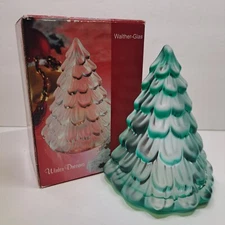 Walther glass Germany christmas tree candle holder winter dreams turquoise green