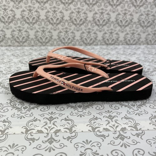 Tommy Hilfiger Striped Flip Flops Sandals twarista-r Women's Size 6M Black - Picture 5 of 12