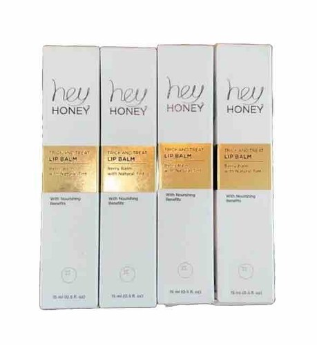 Lote de 4 plumines HEY HONEY truco y trato bálsamo labial bayas teñido tamaño completo 0,50 oz