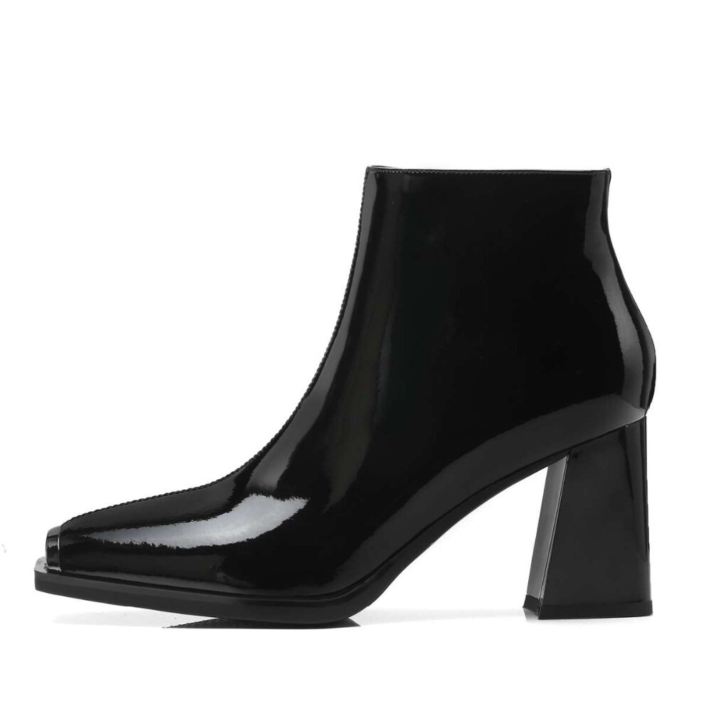 Pu Pu Pu Leather High Heels Zipper Metal Square Toe Office Daily Wear Short Boots 1c9c0a Pu Pu Pu Leather High Heels Zipper Metal Square Toe Office Daily Wear Short Boots 1c9c0a