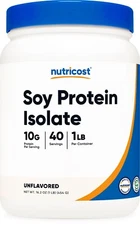 Nutricost Soy Protein Isolate Powder 1LB Unflavored - 10g of Protein Per Serving