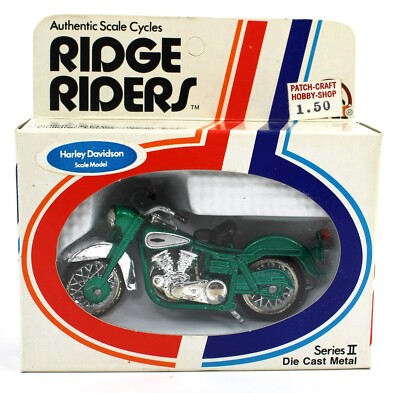 Vintage ZEE TOYS *RIDGE RIDERS* Green Harley Davidson Motorcycle