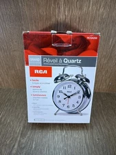 RCA Quartz Silver Alarm Clock Luminated Hands Twin Bells Large Display RCQA200
