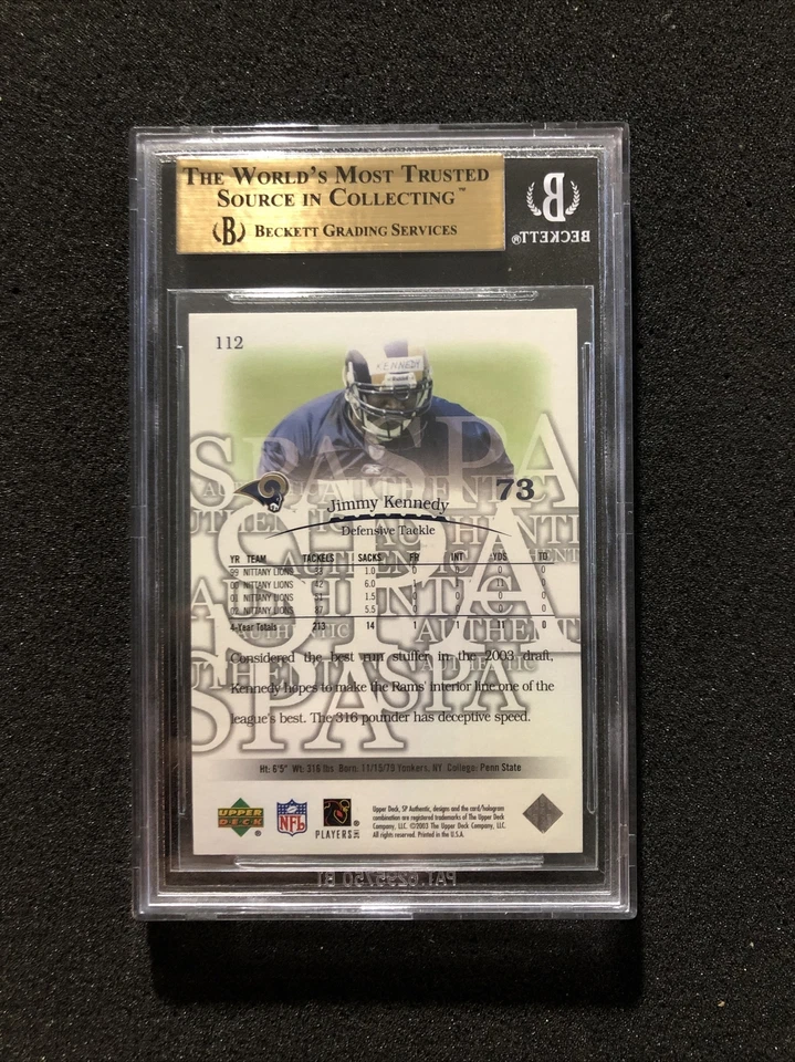 2003 Upper Deck SP Authentic JIMMY KENNEDY #112 BGS 9.5 💎 ROOKIE 💎 1142/2200 - Image 2 of 2