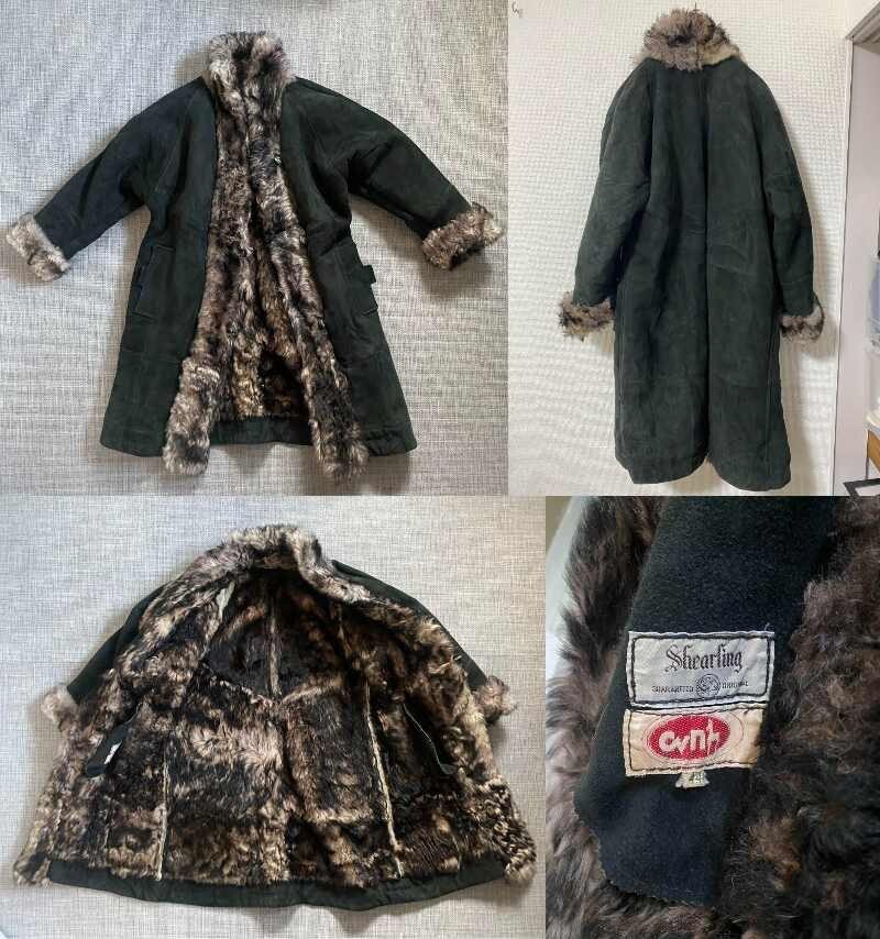SAINT LAURENT Giacca da volo francese vintage cappotto in vera pelliccia di shearling vera pelle di pecora