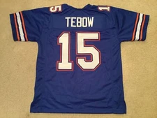 UNSIGNED CUSTOM Sewn Stitched Tim Tebow blue Jersey - M, L, XL, 2XL, 3XL