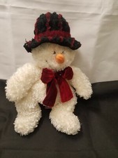Russ Berrie Freezy the Snowman Stuffed Plush Red Hat Scarf 14" Tall 101477