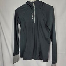 Reebok Women's Long Sleeve 1/4 Zip Hoodie Pullover Top Running Black Size XS