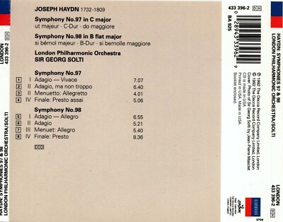 クラシック 97. HAYDN THE SYMPHONIES Joseph Haydn: Symphonies 97 & 98 (CD, 1992, Decca)/ | eBay