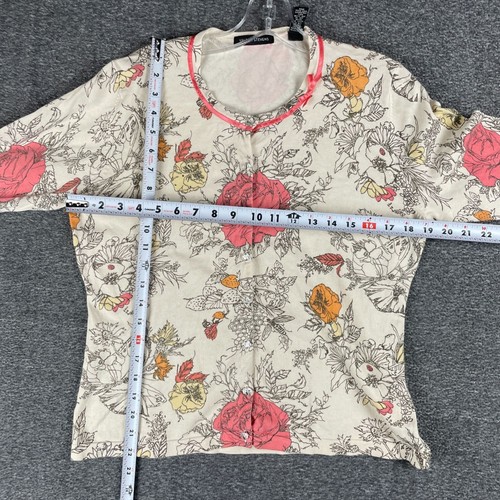 Valerie Stevens Cardigan Womens L Silk Blend Rhinestone Diamond Buttons Floral - Picture 6 of 8