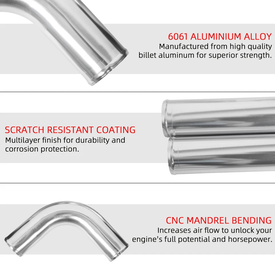 3" Turbo Intercooler Elbow Pipe Kit w/Silicone Hose & Clamp Universal Aluminum Foto 2 de 4