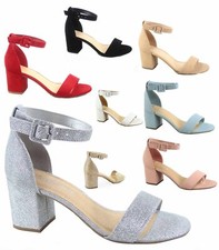 Women's Block Heel Sandals Ankle Strap Open Toe Dress Shoes Wedding Party