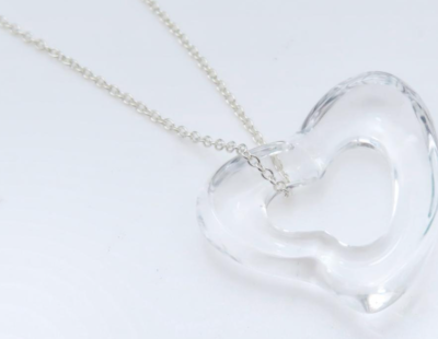 TIFFANY & Co. Elsa Peretti Open Heart Rock Crystal Pendant SV925