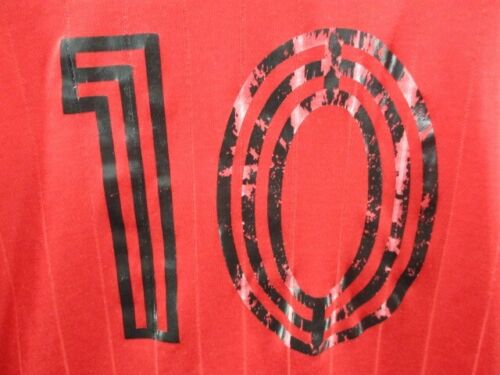 Adidas Vintage 80s Red Soccer Jersey #10 Large Red Made in USA FLAW - Picture 9 of 10