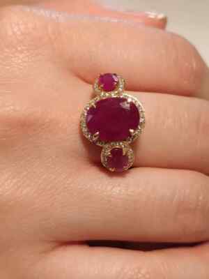 Christmas Gift For Wife 2.40TCW Oval Natural Ruby & Diamond IN 14k Yellow Gold