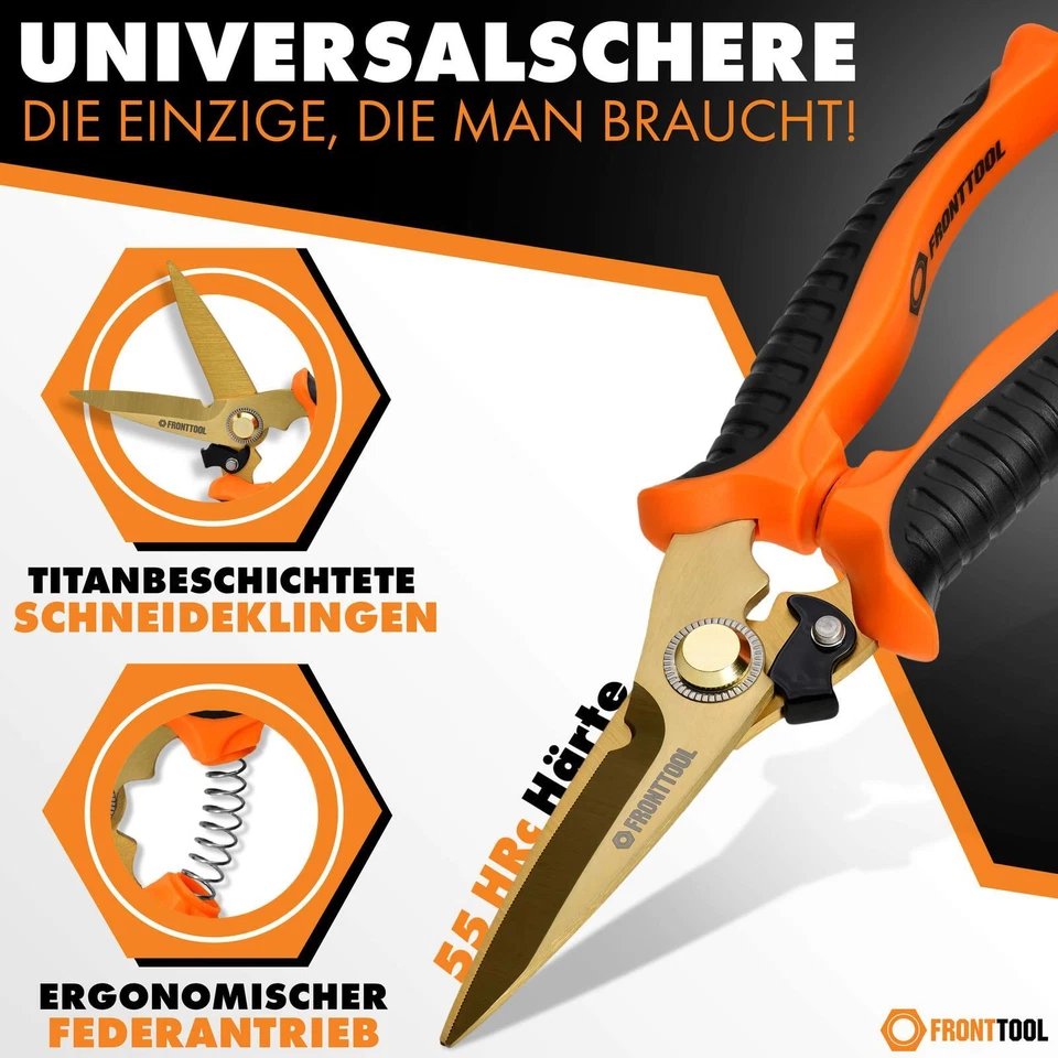 FRONTTOOL Universalschere Allzweckschere Multifunktionsschere - titanbeschichtet - Bild 2 von 4