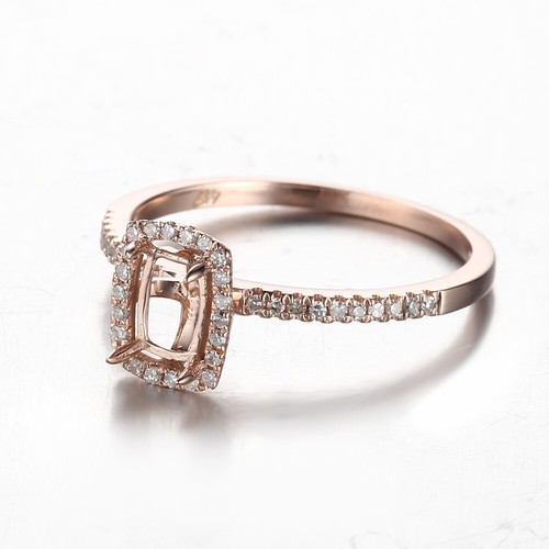 14k Rose Gold 6x4mm Cushion Semi Mount Setting Noble Engagement Diamond Ring - Picture 4 of 5