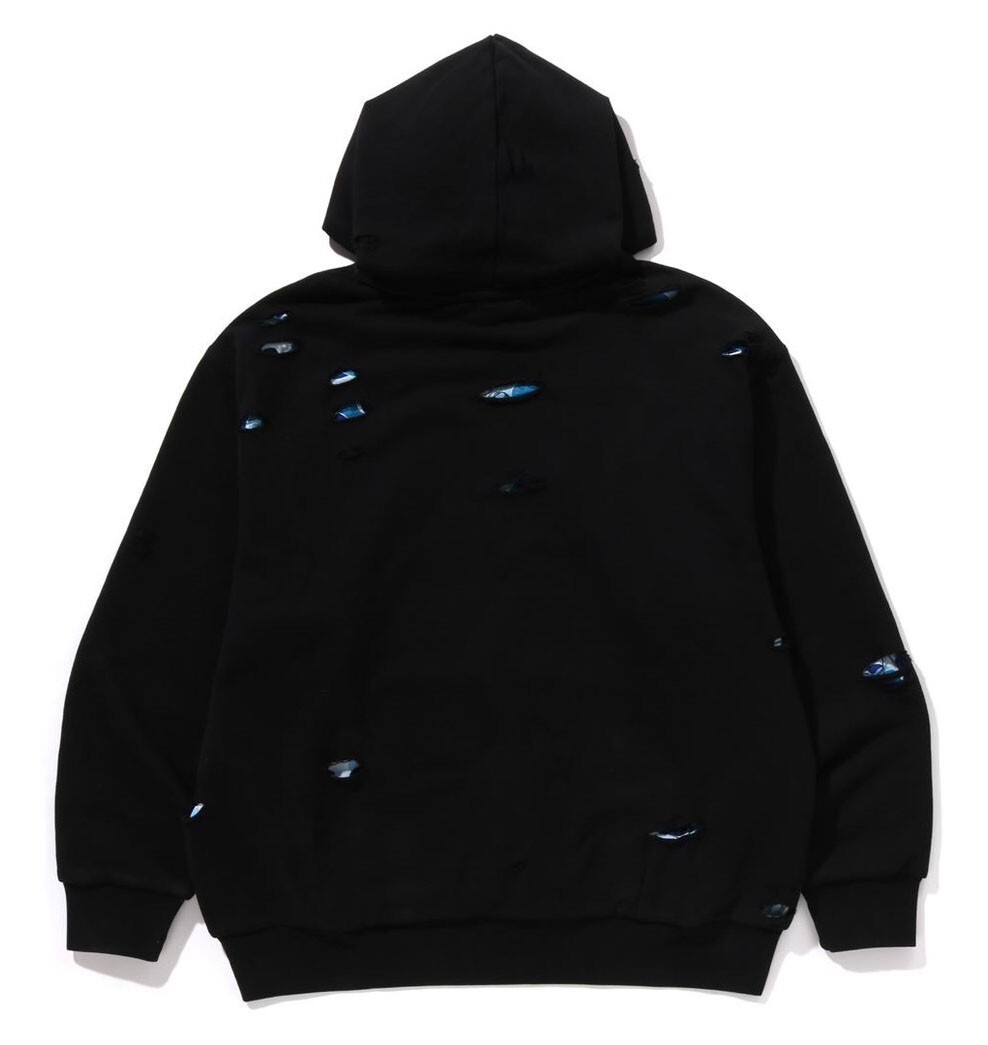 完売確実 大人気 A BATHNG APE BITMAP COLLEGE PULLOVER HOODIE A BATHNIG APE Men's DESTROYED COLLEGE RELAXED FIT LAYERED