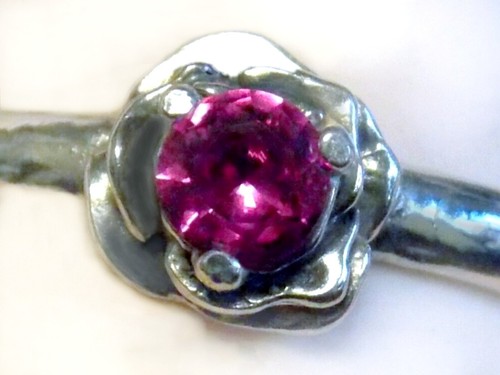 Red Lab Ruby Size 7 Ring 925 Sterling Silver 0.25ct Small Flower USA Made - Picture 3 of 7