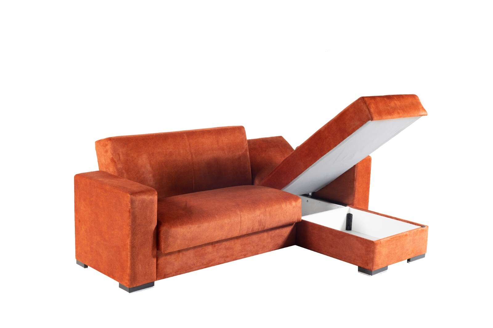 Orka Orange Modern Velvet Universal Corner L Shaped 32Seater Storage