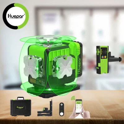 Huepar 16 Line Laser Level Self Leveling Green Cross Line Rotary Measure Tool