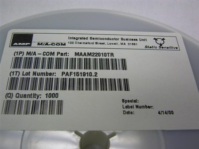 10 Ma-Com MAAM22010TR GaAs MMIC Low Noise Amplifier ICs