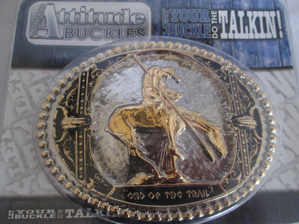 Montana Silversmiths Attitude End of Trail Buckle Two Tone Gold & Silver NEW - Image 2 of 4