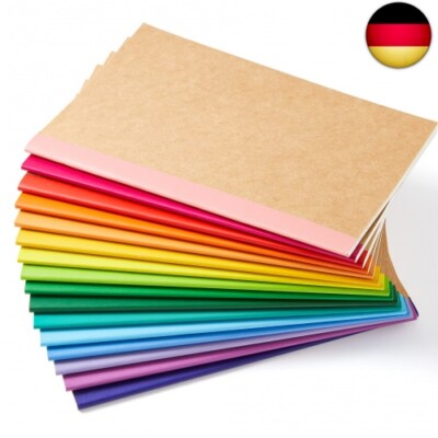 feela Kraft Notizbuch A5 liniert, 16 Notizbücher Set, Notizheft mit Regenbogen 