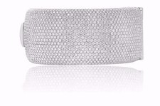 LARGE 23.17CT 18KT WHITE GOLD MULTI ROW MICRO PAVE SEMI ETERNITY BANGLE BRACELET