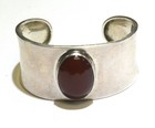925 Sterling Silver Red Onyx gemstone cuff bracelet 26.9g 6 1/2" ladies — photo 1