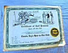 VINTAGE GOLF MEMORABILIA CANADA DRYS HOLE IN ONE CLUB PEBBLE BEACH 1953