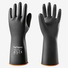 Heavy Duty Chemical Resistant Latex Gloves, Waterproof Rubber Gloves, Punctur...
