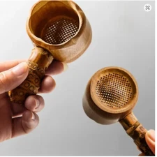 New Natural Bamboo Tea Strainer Mesh Chinese Style Infuser Filter