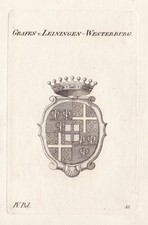 1830 Leiningen Westerburg Wappen coat of arms Kupferstich engraving Heraldik