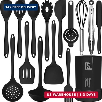 AOTHOD Silicone Cooking Utensils Set - 446°F Heat Resistant Kitchen Utensils,Tur