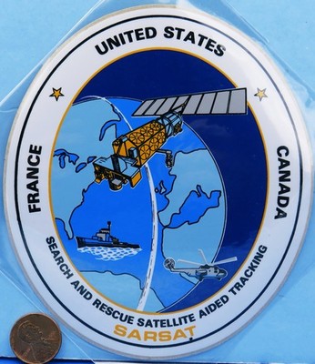 NASA STICKER vtg Sarsat Search & Rescue Satellite Aided Tracking France Canada