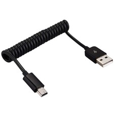 USB 2.0 Type A Male to Mini Expansion Spring Coiled Cable 4-36inch Standard S...