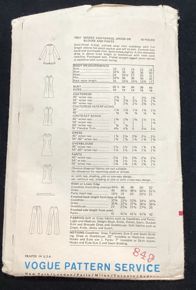 De colección finales de 60' patrón Vogue 7863 (14/36/38) - envío gratuito Foto 3 de 4