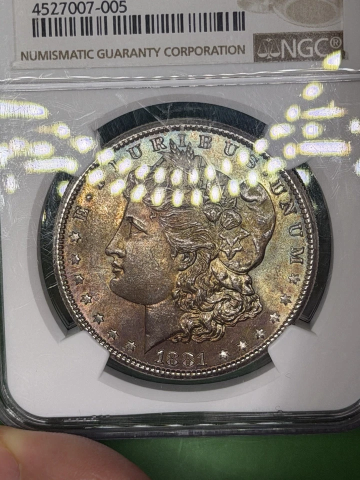 Rust Orange Toned Morgan Silver Dollar 1881-S MS-63 NGC- See Video! - Image 3 of 4