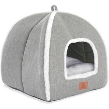Cat Bed Cave Tent Indoor Washable Soft Warm Small Pet House Grey 15inch