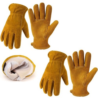 Leather Gardening Gloves for Men Women: Thorn Proof Cowhide Work Gloves X-Large