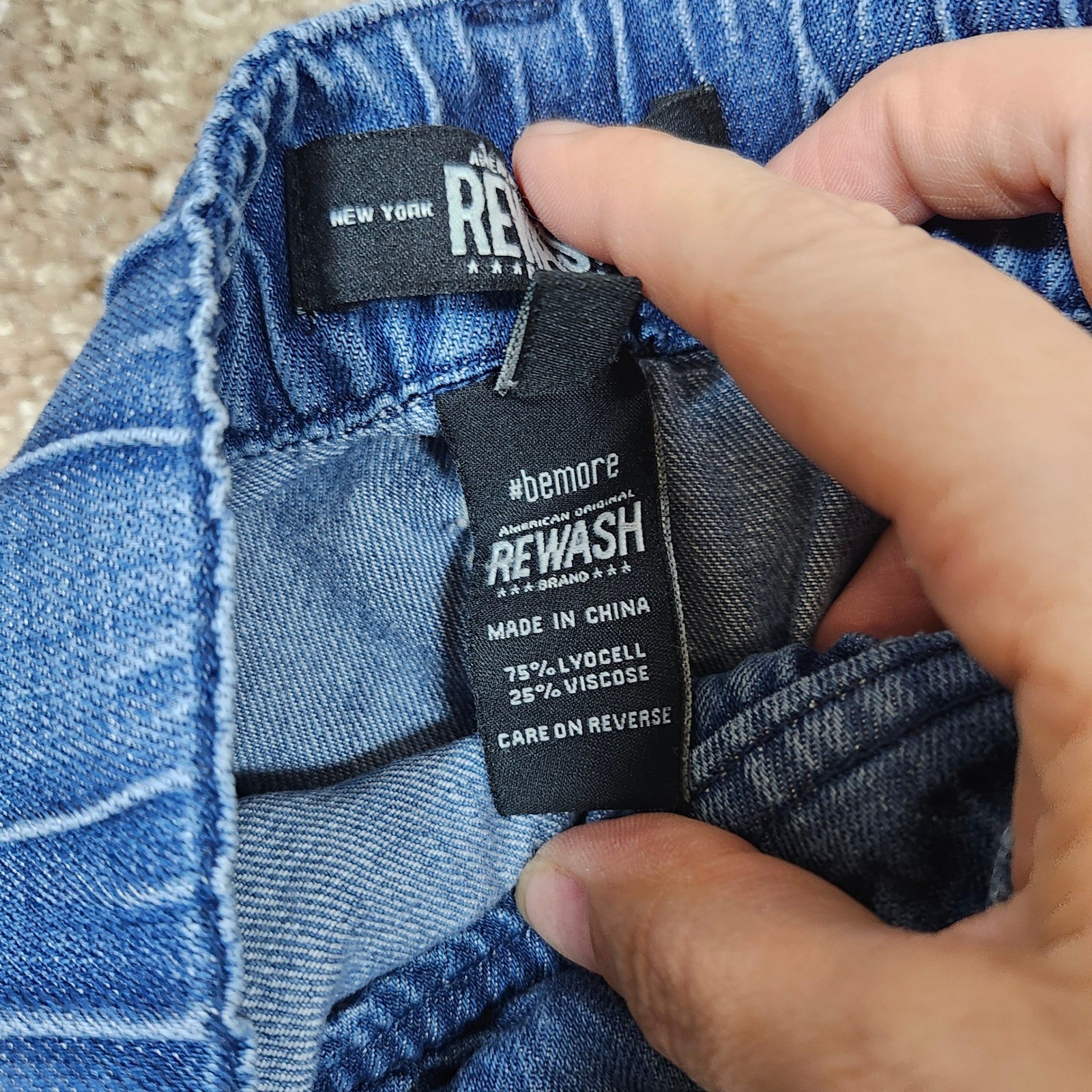 Rewash Women Wide Leg Jeans Blue Denim Elastic Waist Size 9 29