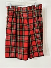 Collectible Gold Giorgio Sant Angelo Red Scottish Tartan Wool Shorts Lined Sz 16