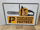 Pioneer Chainsaws Tools Tin Sign Vintage Advertising Antique Stout St Louis