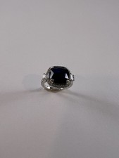 925 Sterling Silver blue cushion, cut Sapphire Cz Ring