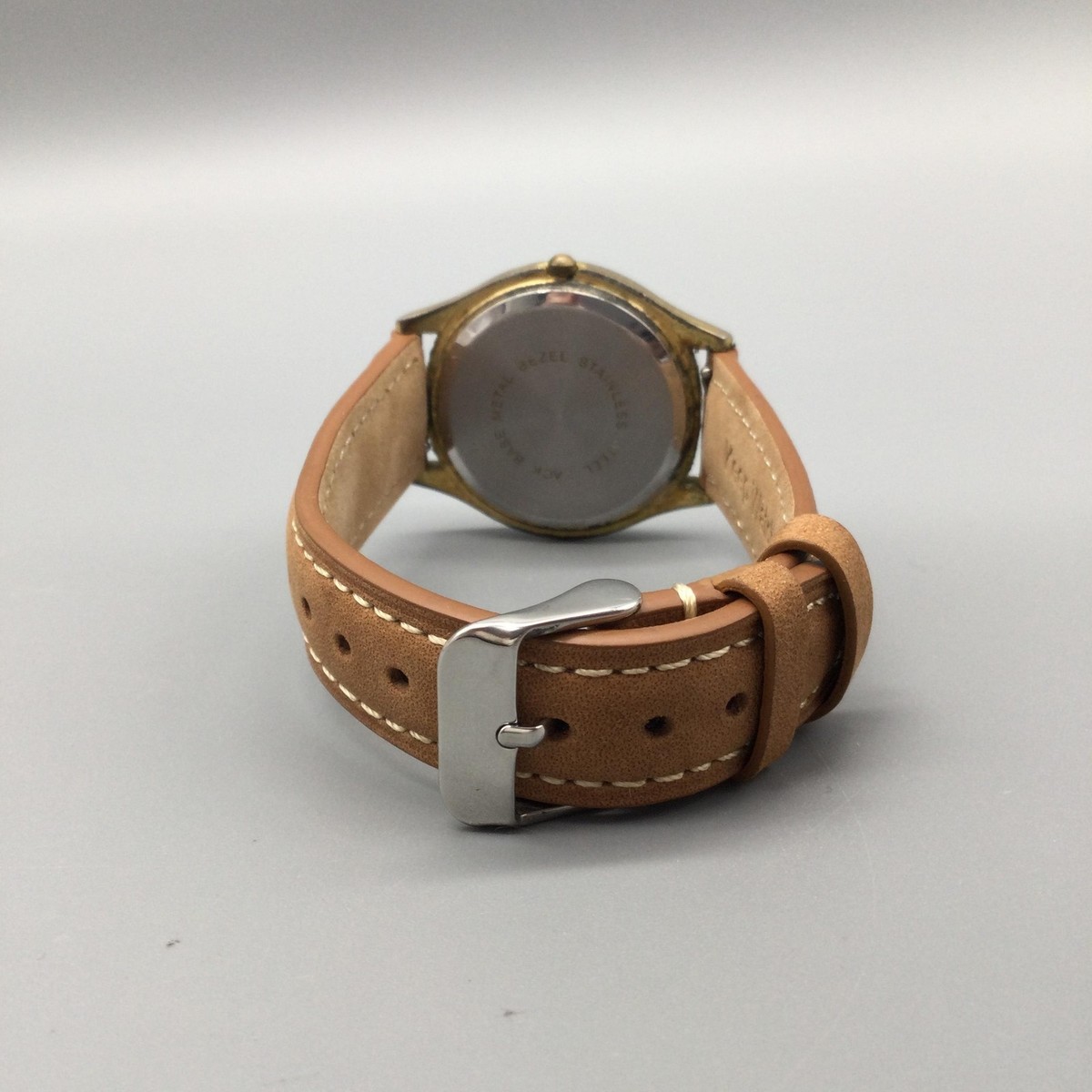 Jules Jurgensen JJ Mens Watch 35mm Gold Tone Case Brown Leather
